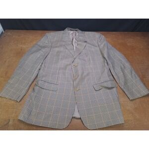DAKS LONDON Signature Multi-Color Plaid‎ Wool/Silk Blazer Size 48